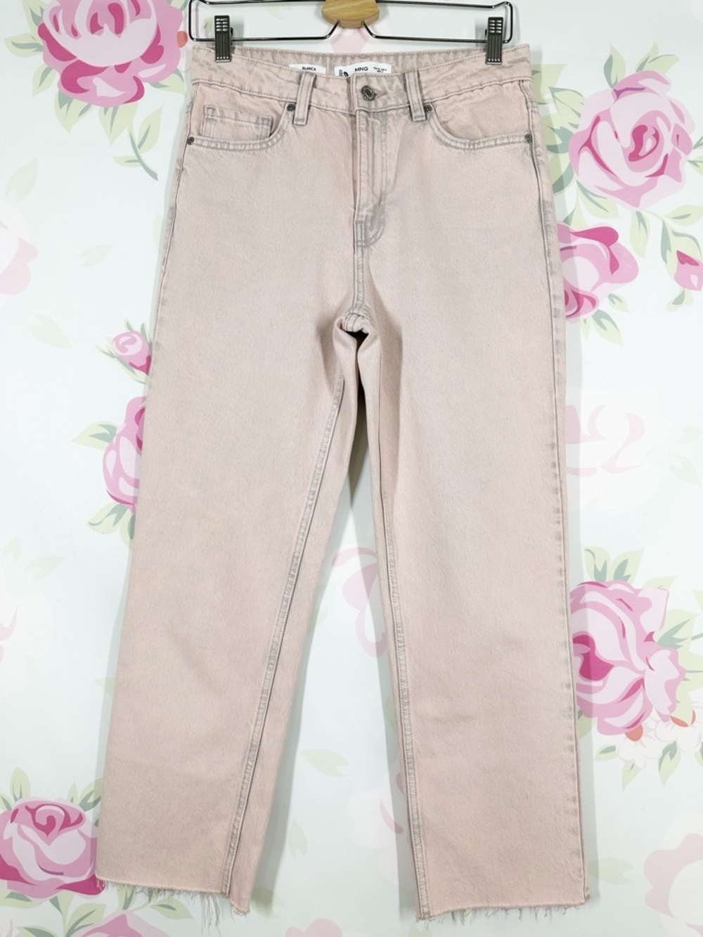 Mango MNG Blanca Pastel Pink Straight Leg Jeans 4
